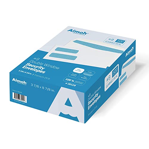 Aimoh #9 Envelopes Gummed Security Double Window Envelopes 500 Count - color: Gummed, size: 500 Count