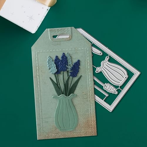 Lapoo Flowers Cutting Die for Scrapbooking - Durable Metal Cutting Die for DIY Scrapbook Photo Album Decorative Paper Card, Scrapbooking Die-cuts (Flowers in the Vase 4.7 x 2.6 in) - color: Flowers in the Vase 4.7 x 2.6 in