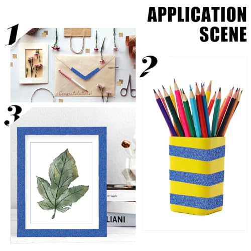 GORGECRAFT 10M*15mm*3 Rolls Glitter Adhesive Tape Foil Masking Tapes Dark Blue Washi Paper Stick for DIY Scrapbook Decorative Adhesive Sticker Craft and Gifts Wrapping Car Furniture Walls - color: Dark Blue