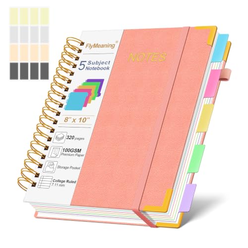 Hardcover Spiral Notebook Journal with Removable Dividers Tabs - color: Pink, size: 6.2"x8.2"