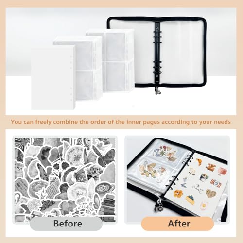 Reusable Sticker Storage Organizer Binder Collecting Book A5, Black - color: Black