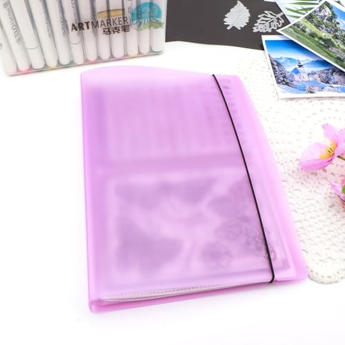 2 Pack Large Sticker Photo Storage Album, Stamp & Cutting Dies Storage Book Organizer Folder for Cards Storage DIY Scrapbooking Card Making Supplies 20 Pages 80 Pockets/Pack (Clear + Purple) - color: Red + Purple