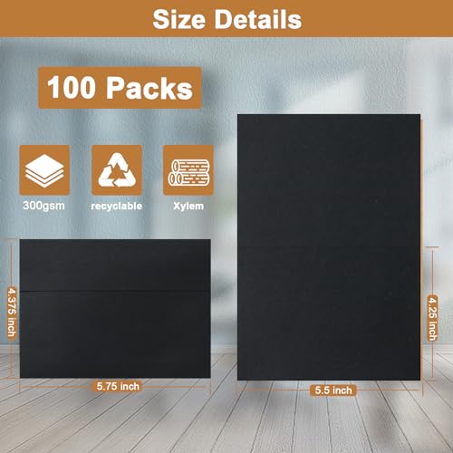 Silunkia 100 Packs Black Blank Greeting Cards and Envelopes 4.25 x 5.5 - color: Black, size: 4.25 x 5.5 - 100 PCS