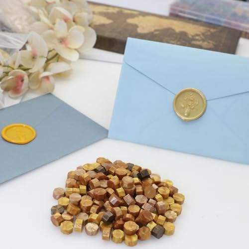 600pcs Sealing Wax Beads for Wax Seal Stamp, Perfect for Gift Sealing, Letter Sealing, Crafting Projects, Invitations Cards Sealing, Envelopes Sealing (Gold) - color: Gold