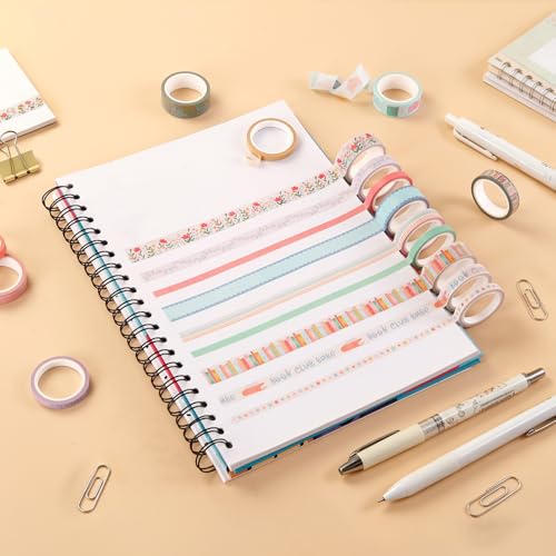 Washi Tape Set of 18 Rolls, Assorted Sizes, Decorative Tape for Journaling, Scrapbook, DIY Décor, Craft Supplies, Gift Wrapping, Book Lovers - color: Book Lovers