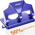 AFMAT 3 Hole Punch Heavy Duty, 40-Sheet Three Hole Punch, 50% Reduced Effort, 3 Hole Puncher for Binder w/Large Chip Tray, 9/32" Holes Diameter, Metal Paper Puncher for Home/Office/School, HP15 - color: Blue