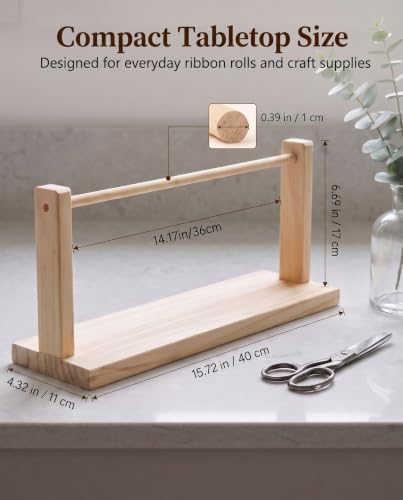 jojofuny Wooden Ribbon Organizer Single Tier Rack Storage Holder