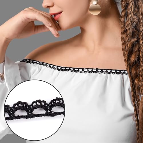 4 Yards Black Lace Trim, Scalloped Edge Crocheted Lace Ribbons - color: Black (4 yards x 0.43" W)
