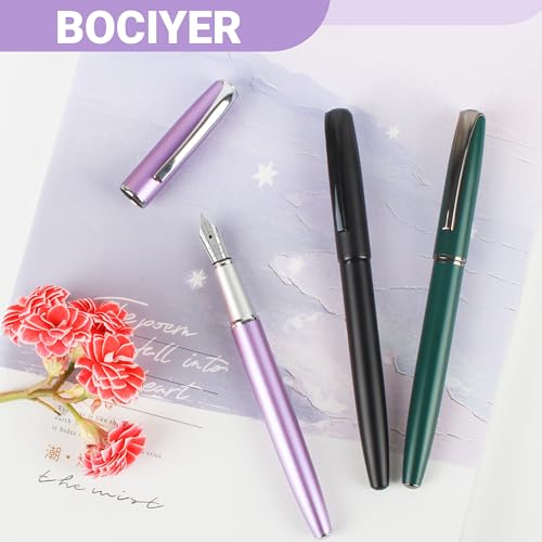 Super Smooth Writing Fountain Pen Set,Includes 2 Hand Polished Iridium Nibs(Fine & Extra Fine),8 Ink Cartridges,2 Ink Refill Converter and Gift Box,Best Pen Gift Set for School,Office(Black) - color: Black