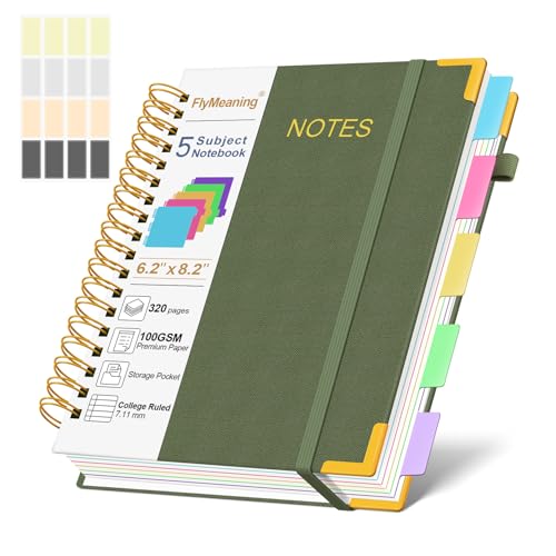 Hardcover Spiral Notebook Journal with Removable Dividers Tabs - color: Green, size: 6.2"x8.2"