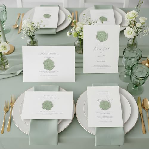 60 Pcs Wax Seal Stickers, Sage Green, 4 Flower Styles - color: 4 Flower Styles- Sage Green