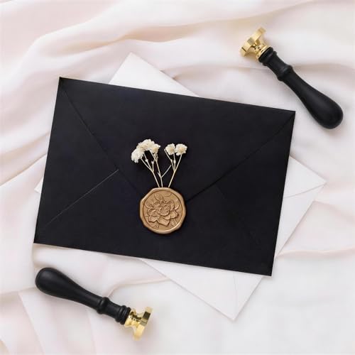 UNIQOOO 3D Embossed Relief Camellia Flowers Wax Seal Stamp with Wooden Handle, Floral Botanical Theme Vintage Brass Stamp for Wedding Invitation, DIY, Gift Wrap, Envelopes, Christmas Card - color: Camellia