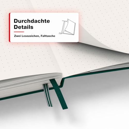 LEUCHTTURM1917 - Notebook Hardcover Medium A5-251 Numbered Pages for Writing and Journaling (Forest Green, Dotted) - color: Forest Green, style: Dotted