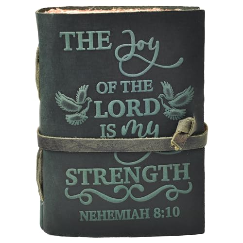 LEATHER VILLAGE Bible Study Journal Joy Verse, Turquoise 7x5. - color: Turquoise