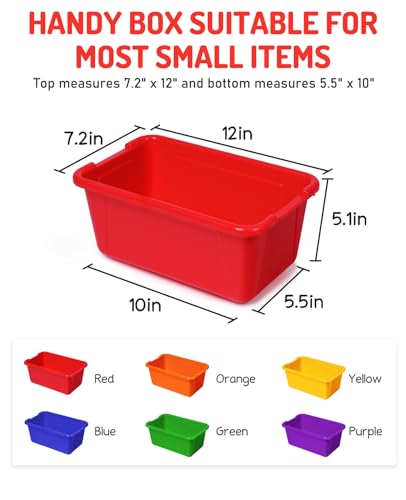 GAMENOTE 6 Quart Stackable Plastic Storage Bins with Lids, 6 Pack, Colorful - color: Colorful
