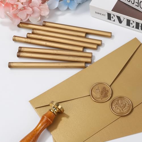 Vintage Antique Gold Wax Sealing Sticks, 12 Pcs Glue Gun Wax Seal Sticks Set for Seal Stamp Suit to 0.43'' Glue Gun Great for Wedding Invitation, Cards, Envelopes, Christmas Ideas (Copper Gold) - color: Copper Gold