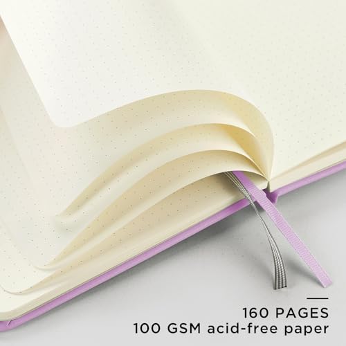 &And Per Se Dotted Notebook with Pen, A5 Hardcover Dotted Journal, 160 Pages 100GSM Thick Paper Dot Grid Journal with Fineliner Pen (Purple) - color: Purple, size: 160-Dotted