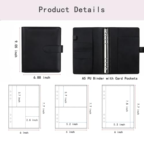 Sticker Binder Organizer with Storage Sleeves,Reusable Stickers Collecting Book Album Holder, A5 Blank Sticker Container Organizer-Black - color: Classic Black