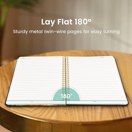 Taja Pretty Spiral Journal for Women, Lined Hardcover Notebook, 6" x 8" - color: b-Emerald Shores