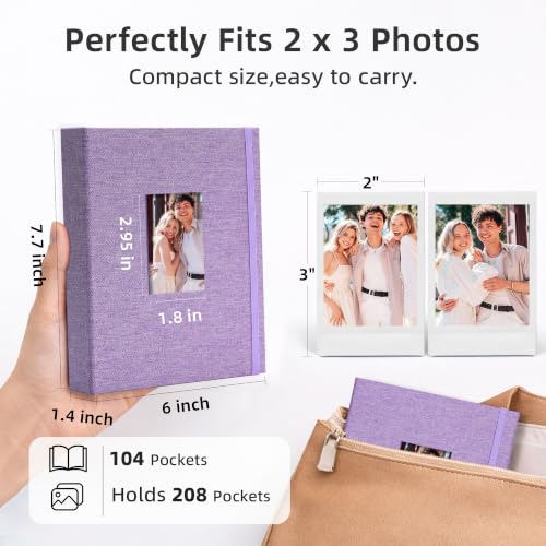 Vienrose Mini Polaroid Photo Album 208 Photos 2x3 Inch Purple 1 PACK - color: Purple, size: 1 PACK