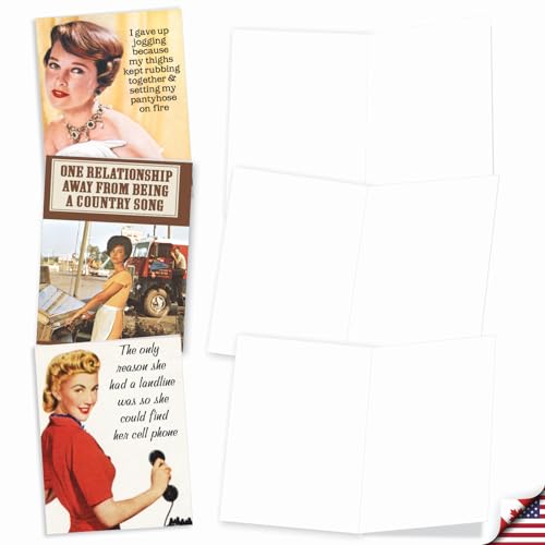 Best Card Co 20 Blank Retro Cards Assortment (4 x 5.12 Inch) (10 Designs, 2 Each) Hot Mess for Men and Women AM6622OCB-B2x10-NB - style: Hot Mess