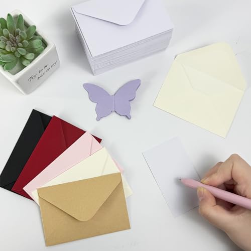 100 Pack Small Gift Card Envelopes 4 x 2.75" Mini Yellow Business Envelope - color: LightYellow
