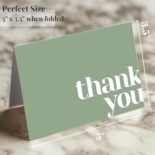 Thank You Cards with Envelopes Bulk Pack of 40 - Green Thank You Cards Set - color: Green