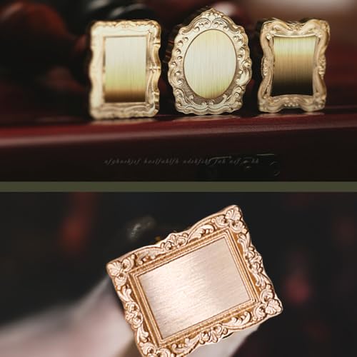 YOLAKIS Frame Wax Seal Stamp 3D Embossed with Rosewood Handle Vintage Floral Photo Frame Wax Stamp Ideal for Wedding Invites Gift Wrapping Envelopes & Christmas Cards Decor - size: 3D Frame Stamp, style: 3D Frame Stamp 03