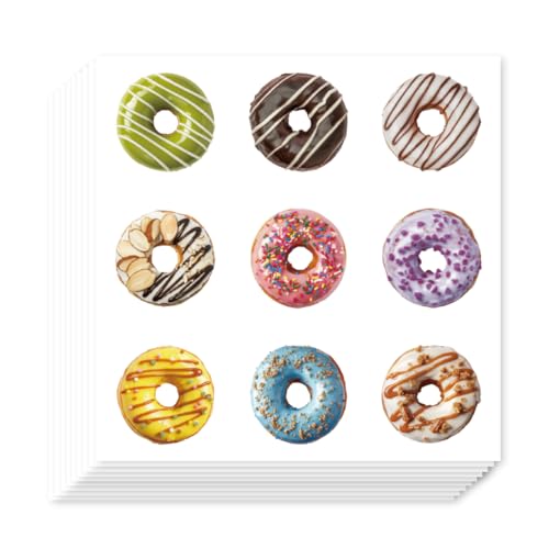 AHANDMAKER 180Pcs Donut Planner Stickers Self-Adhesive Colorful Dessert Decals for Planner Calendar Scrapbook Crafting Arts Journaling Gift Bag Seal Bakery & Party Decor - style: Donut