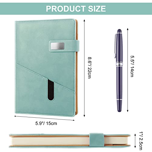 A5 Blank Journal Notebook, Refillable Hardcover Leather Sketchbook with Pocket and Magnetic Buckle, 240 Pages Thick Travel Sketchbooks for Drawing and Writing, 80gsm Unlined Journal for Men and Women - color: Light Green, size: A5 Blank Paper