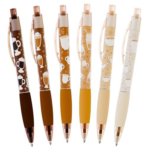 Scentco Coffee Smens - Gourmet Coffee-Scented Gel Pens, Black Ink, Medium Point, 6Pack Variety Set - color: Coffee