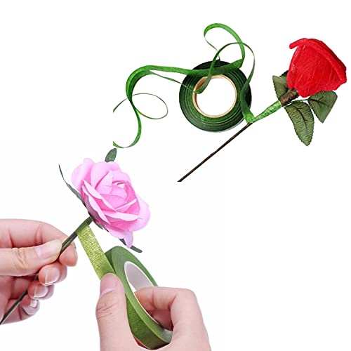 Woohome 8 Roll Florist Stem Wrap, 12mm Width Floral Tape Bouquet Tape, 90 Feet/Roll Flower Tape - color: 8PCS Green Brown White