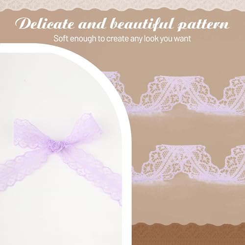 Lace Ribbon Lavender Vintage Crochet Trim Roll for Sewing, Gift Wrapping, Wedding Decor, Dress Embellishment, Flower Arrangements, DIY Crafts and Party Decorations, 25 Yards 1 Inch - color: Lavender purple