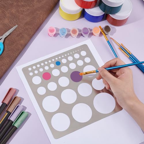 UNICRAFTALE 1Pcs Metal Circle Stencil Templates for Drawing, Stainless Steel Painting, Carving & Drafting - style: Flat Round