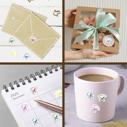 AHANDMAKER 500Pcs Haircut Appointments Planner Stickers Self-Adhesive Decals Haircut Reminders Stickers for Planner Calendar Scrapbook Crafting Arts Gift Bag Seal Theme Party Decor - style: Haircut