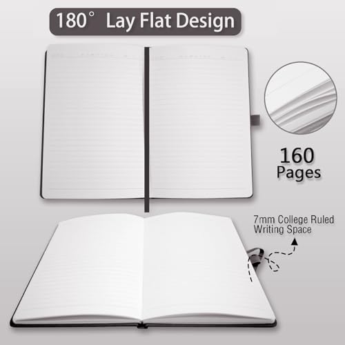 Heture Hardcover Notebooks, 6 Packs A5 Lined Journals Notebook for Writing 160 Pages, 8.2 x 5.5 inch, Classic Ruled Notebooks for College/Work/Travel (Black, 6 Pack) - color: Black, size: 6 Pack