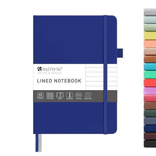 &And Per Se Lined Journal Notebook – A5 5.7”x8” College Ruled, 160 Pages, 100gsm Thick Paper, Journaling Notebooks for Writing (Royal Blue) - color: Royal Blue, style: Lined 160 pages