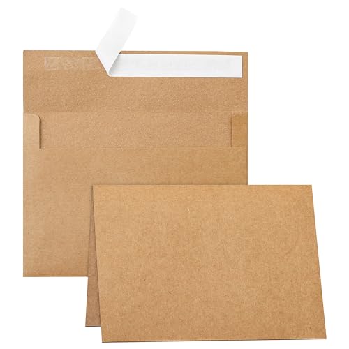 Silunkia 100 Packs Brown Blank Greeting Cards with Envelopes 5 x 7 - color: Brown, size: 5 x 7 - 100 PCS