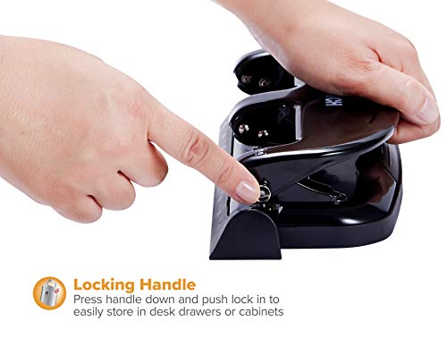 Bostitch Office EZ Squeeze 20 Sheet Standard 3 Hole Punch, Metal Construction, Silver/Black (HP20) - color: Black