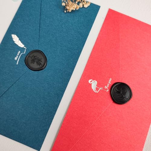 Pollize 50Pcs Wax Seal Stickers, Wedding Invitation Envelope Stickers - color: Black