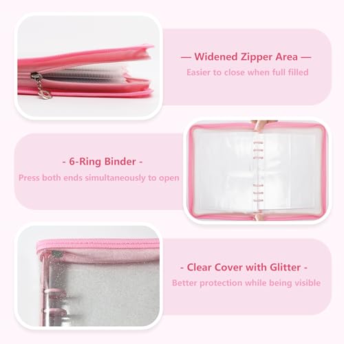 A5 Sticker Storage Organizer Binder Collecting Book Album, Pink - color: pink