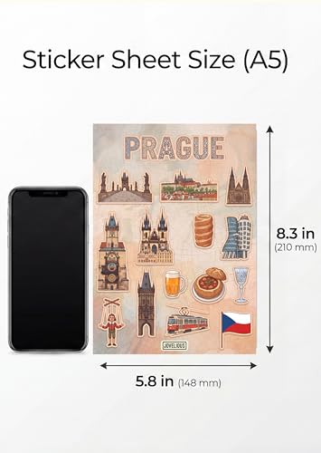 Prague Sticker Sheet, Prague Stickers for Laptop & Journal - style: Prague