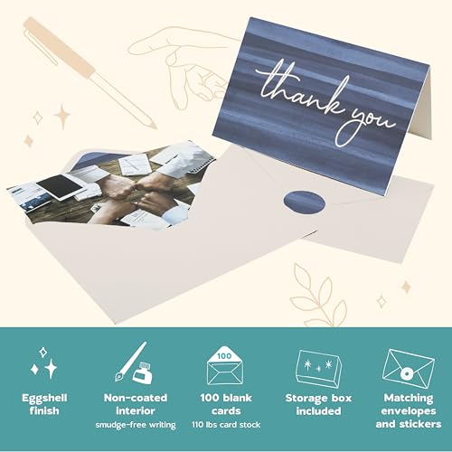 VNS Creations Thank You Cards With Envelopes - 100 Pack 4 x 6 Blank - Ombré - color: Ombre, size: 100 Pack - 4" x 6" (Value Pack)