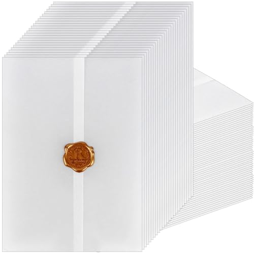 150 Pcs Pre-Folded Vellum Jackets for 5 x 7 Invitations White Translucent Arts and Crafts Vellum Paper Wedding Invitations Folded Vellum Paper Wraps for DIY Photos Postcards Scrapbook Envelopes
