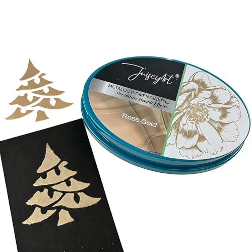 Metallic Pigment Ink Pad,Rose Gold Shiny Ink for Rubber Stamping,Card Making,Scrapbooking & DIY Craft Projects,Rose Gold Pigment Stamp Ink Pads - color: Rose Gold