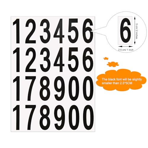 Outus 240 Pcs 10 Sheets Numbers Stickers, 2 Inch, Black on White - color: Black on White, size: 2 Inch