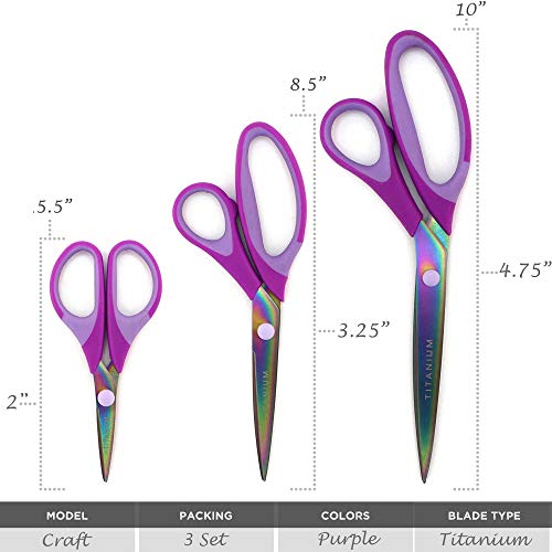 JubileeYarn Titanium Softgrip Scissors Set for Sewing, Arts, Crafts, Office - 3 Sets of 3 - Assortment 99 - color: 9pc Assortment, size: 3 Sets