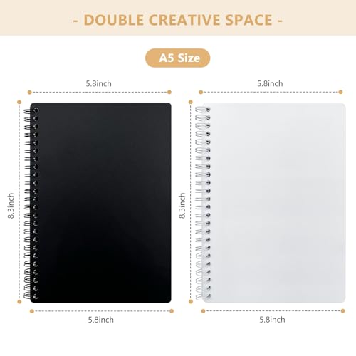 2 Pack Reusable Sticker Book Collecting Album Sticker Storage Organizer Book with 30+30 Sheets Blank Release Paper A5 Stickers Collection Notebook(Black+Clear)