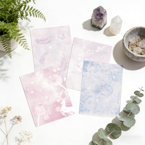 60 Writing Stationery Paper, Lined Stationery Paper for Writing Letter, Double Sided Vintage Letter Paper with Lines,100 GSM, 8.5x11 Inch, 4 Unique Design (Dreamy Pattern) - style: Dreamy Pattern