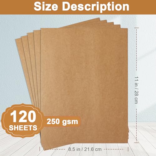 Silunkia 120 Sheets Brown Cardstock 8.5 x 11 Kraft Paper 92lb - color: Brown, size: 120 Sheets